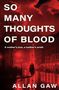 "SO MANY THOUGHTS OF BLOOD. A mother’s love, a mother’s wrath. Allan Gaw." Eine Frau in rotem Licht in einer Stadt.