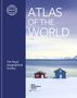 "ATLAS OF THE WORLD" und "The Royal Geographical Society" stehen vor einer Winterlandschaft mit zwei Hütten am Wasser.
