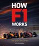 "HOW F1 WORKS" steht groß über zwei Rennwagen im Drift, unter Funkenflug. Darunter: "The sport explained" und "Steve Rendle"., Buch