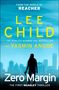 Text: "LEE CHILD", "YASMIN ANGOE", "Zero Margin". Silhouette einer Person vor einer Skyline.