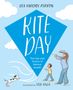 Text: "Kite Day: The Ups and Downs of Mental Health." Illustration eines Kindes und einer Frau beim Drachensteigen unter Wolken., Buch