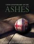 "150th Anniversary of the Ashes" steht oben. Darunter ein Cricketball mit britischen und australischen Flaggen., Buch