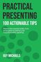 "Practical Presenting: 100 Actionable Tips" weißer Text auf grünem Hintergrund mit großen dunkelgrünen Punkten.