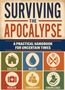 "Surviving the Apocalypse" Buchcover, bunte Symbole für Shelter, Water, Food, Health, Community, Knowledge., Buch