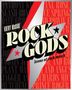 „Kathy McCabe Rock Gods: Icons of rock music“, in fetter Schrift auf rotem und schwarzem Hintergrund mit Sternen-Design., Buch