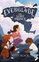 „Everglade: The Lost Prince“ und „Kitty Black“. Illustration: Drei Kinder auf einem Felsen mit Schloss im Hintergrund., Buch