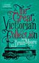 „The Great Victorian Collection“ von Brian Moore, Zitat der Los Angeles Times. Illustration einer Dampflokomotive auf grünem Hintergrund.