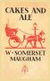 "Cakes and Ale", "W. Somerset Maugham". Illustration eines Pferdekarrens mit Fahrer und Straßenlaterne, rot auf gelbem Hintergrund., Buch