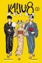 Titel: "Kaiju No. 8 Relax 3". Drei Personen in Yukatas auf gelbem Hintergrund, eine mit Maske und Fächer., Buch