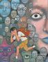 „Looking at Me“, Horror-Motiv mit vielen Gesichtern und einem Jungen, der wegläuft, auf einem surrealen Hintergrund., Buch