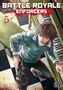 "Battle Royale Enforcers 5". Junge mit lockigem Haar und Pistole kniet vor einem Klavier; dynamische, spannende Illustration., Buch