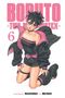 Text: "BORUTO -TWO BLUE VORTEX-" Eine Figur mit Brille und schwarzen Haaren trägt ein schwarzes Outfit mit pinken Akzenten.