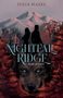 „Nightfall Ridge: Ruby & Cody“, „Julia Hazel“. Silhouetten eines Paars, im Hintergrund Berge und Häuser, vorn ein Wolf., Buch