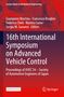 "16th International Symposium on Advanced Vehicle Control. Technische Zeichnungen in Rot im Hintergrund."
