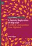 Titel: „A Feminist Exploration of Migration“. Author: Anna Ujlaki. Hintergrund in Lila mit orangefarbenen Blättern., Buch