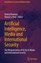 Titel: "Artificial Intelligence, Media and International Security". Hintergrund: Weltkarte in violettem Farbton., Buch