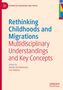 "Rethinking Childhoods and Migrations: Multidisciplinary Understandings and Key Concepts" in Blau und Rot auf beigem Hintergrund., Buch