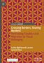 „Crossing Borders, Sharing Burdens.“ Geometrisches Muster aus orangefarbenen Kreisen auf weinrotem Hintergrund., Buch