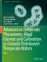 Titel: Advances in Temperate Phyconomy: Algal Harvest and Cultivation. Grüner Hintergrund mit mikroskopischen Algenbildern., Buch