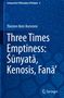 „Three Times Emptiness: Śūnyatā, Kenosis, Fanā’“ in Weiß auf blauem Hintergrund mit Muster., Buch