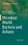 "Microbial World: Bacteria and Achaea" und Namen der Editoren. Grüner Hintergrund mit gelbem Akzent. Springer's Logo., Buch