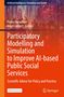 Bucheinband mit Titel: „Participatory Modelling and Simulation to Improve AI-based Public Social Services“. Oben und unten bunte, verschwommene Menschen., Buch
