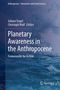 Buchtitel: "Planetary Awareness in the Anthropocene". Hintergrund: Meereswellen, blau-türkise Farbtöne., Buch