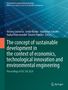 "The concept of sustainable development" ist zentrale Schrift. Oben Namen: Victoria Solovieva, Serhii Hushko u.a. Hintergrund: Solarpanel-Design., Buch