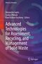 Cover mit Titel: "Advanced Technologies for Assessment, Recycling, and Management of Solid Waste." Abstrakte Grafiken., Buch
