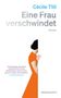 Titel: „Eine Frau verschwindet“ von Cécile Tlili. Eine Frau im orangefarbenen Kleid steht hinter einer Tür., Buch