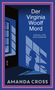 „Der Virginia Woolf Mord“, „Ein Fall für Kate Fansler“, „AMANDA CROSS“. Illustration: Fenster, Silhouette einer Frau., Buch