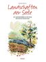 "Painting Landscapes", darunter "Connect to calm through the beauty of watercolour". Aquarell von Landschaft mit Baum., Buch