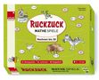 Ruckzuck Mathe Spiele, Rechnen bis 20. Zahlen und Rechensymbole. Tiere wie Zebra, Frosch, Hahn und ein Schloss sind abgebildet., Diverse