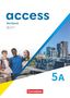 „access Workbook 5A“, Cornelsen-Logo unten. Links drei Jugendliche mit Laptop, rechts Stadtansicht., Buch