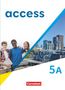 „access 5A“ und „Cornelsen“ mit Bild von drei lachenden Jugendlichen und städtischer Kulisse., Buch