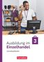 „Ausbildung im Einzelhandel 3: Lernsituationen.“ Ein Verkäufer telefoniert lächelnd an der Kasse., Buch
