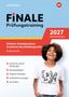 "Finale Prüfungstraining", 2027 Berlin/Brandenburg, mittlerer Schulabschluss. Jugendlicher lächelnd, trägt Shirt mit Zahlen., 1 Buch und 1 Diverse