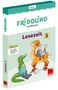 "Lesezeit 3, Fridolino Lernkartei. Illustration: Krokodil, Lama und Koala lesen, spielen Ball.", Buch