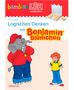 Ein Elefant in rotem Outfit und ein Junge stehen zusammen. Text: "Logisches Denken mit Benjamin Blümchen".