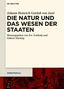 "Die Natur und das Wesen der Staaten" von Johann H. G. von Justi, herausgegeben von Ere Nokkala und Gideon Stiening. Unten ein rotes Muster., Buch