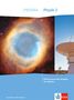 "PRISMA Physik 2", "Differenzierende Ausgabe mit Medien", "Nordrhein-Westfalen". Links ein Nebel, rechts ein Radioteleskop.