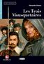 "Les Trois Mousquetaires", Alexandre Dumas. Gemälde mit neunzehntem Jahrhundert Kleider und Partitur der Musketiere., Buch