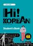 „Hi! Korean Student's Book“. Dekorative Schrift auf weißem Hintergrund. Unten eine stilisierte Straße und das Logo "DAKARWON 4A"., Buch
