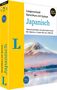 „Langenscheidt Sprachkurs mit System: Japanisch“. Gelbes Cover, Berglandschaft mit See im Hintergrund. Niveau A1-A2., Buch