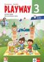 PLAYWAY 3. Activity Book mit Lernsoftware online. Illustration: Drei Kinder picknicken vor einer Brücke., Buch