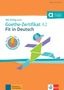 "Mit Erfolg zum Goethe-Zertifikat A2 Fit in Deutsch" steht groß in der Mitte. Darunter eine bunte, geometrische Figur., Buch