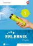 Titel: "ERLEBNIS Physik". Eine Hand hält eine gelbe Taschenlampe. Ein Zelt und ein Wald sind im Hintergrund zu sehen.