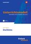 "Unterrichtsmodell", Autoren, "Fatma Aydemir Dschinns", "EinFach Deutsch", blaues Design, geometrisches Muster, Logo oben rechts., Buch