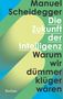 Manuel Scheidegger, Die Zukunft der Intelligenz, Warum wir dümmer klüger wären. Grafik mit grünen und blauen Formen., Buch