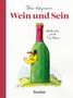 "Wein und Sein: Gedichte und Cartoons, Reclam. Zeichnung einer Weinflasche mit einem kuckenden Huhn.", Buch